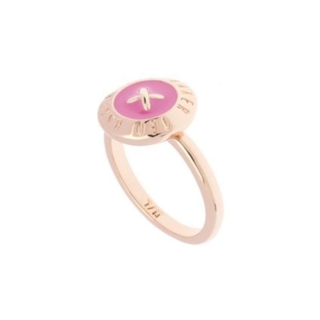 Ted Baker Hot Pink Rose Gold Ester Enamel Button Ring